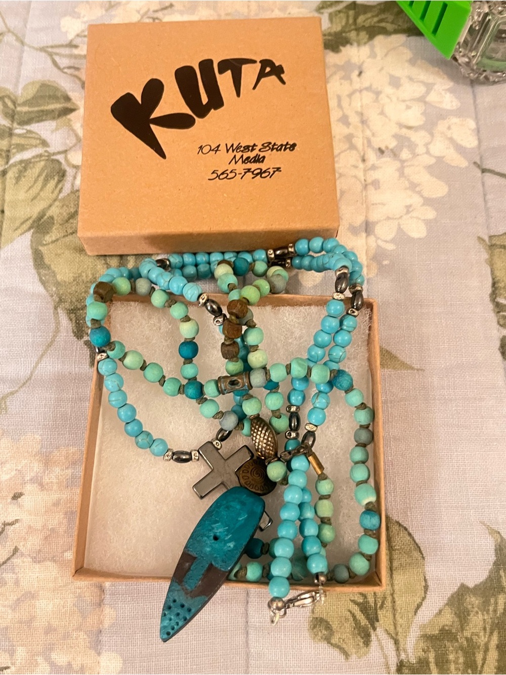 Two authentic torques necklaces and Aqua Beaded Cross. Both 20 inch